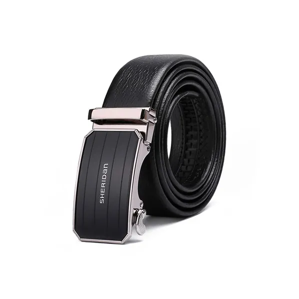 SHERIDan Business Casual Automatic Buckle Cow Leather Belt Men's Black-0