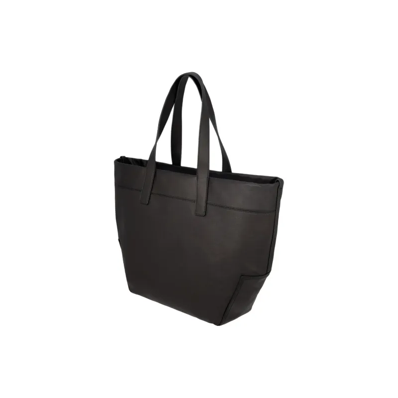 ZARA Cow Leather Tote Bag Shopping Bag Shoulder Bag Handbag Large Size Women's Black-2