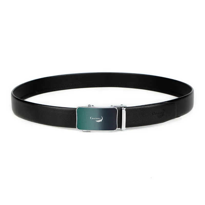 Crocodile Automatic Buckle For Young And Middle Aged Business Cow Leather Leather Belts Men's Width 3.5CM-1