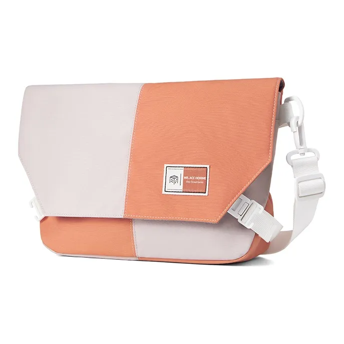 MR.ACE HOMME Polyester Messenger Bag, Crossbody Bag Medium Size Unisex Navy Blue White/Vibrant Orange-6
