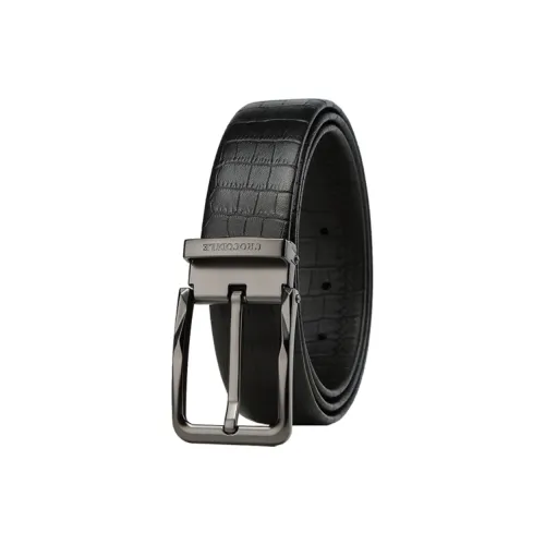 Crocodile Crocodile Pattern Pin Buckle Cow Leather Leather Belts Men's Width 3.4CM