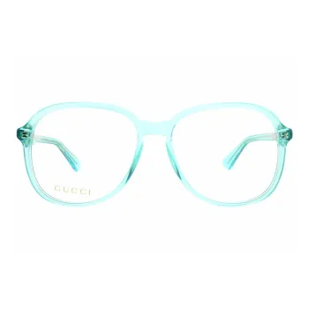 GUCCI Stainless Steel Titanium Cellulose Acetate Irregular Shape Eyeglass Frames Women's Blue