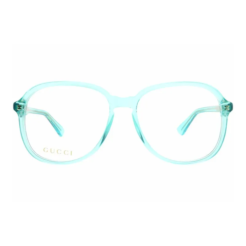 GUCCI Stainless Steel Titanium Cellulose Acetate Irregular Shape Eyeglass Frames Women's Blue-0
