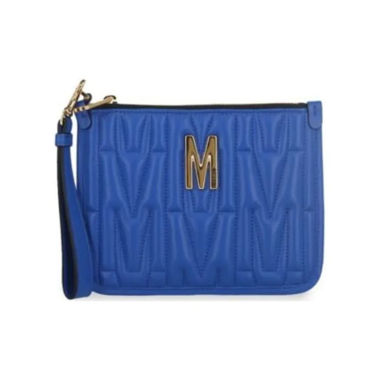 MOSCHINO Calfskin Clutch Women's Blue-0