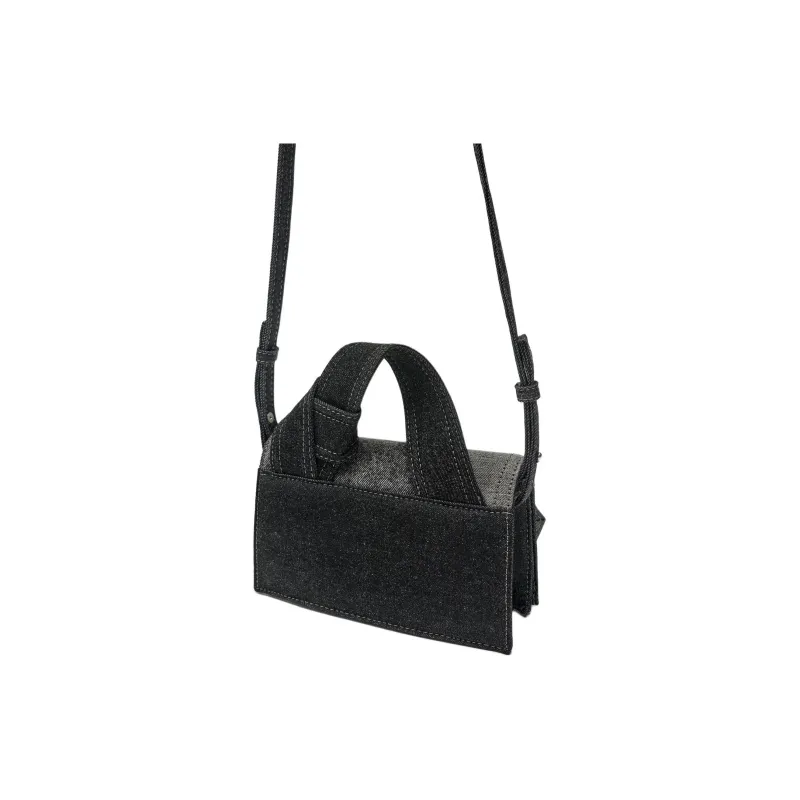 ZARA Denim Handbag Shoulder Bag Crossbody Bag Mini Women's Black & Gray-4