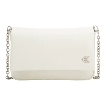 CALVIN KLEIN Blended Material Crossbody Bag Medium Size Women's Ivory White