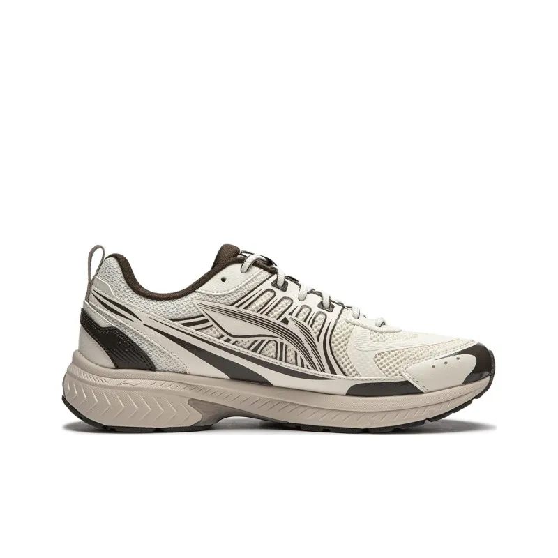 LiNing Shake 1.0 V3 Cushioning Low Top Sprint Running Shoes Men's White Umber-1
