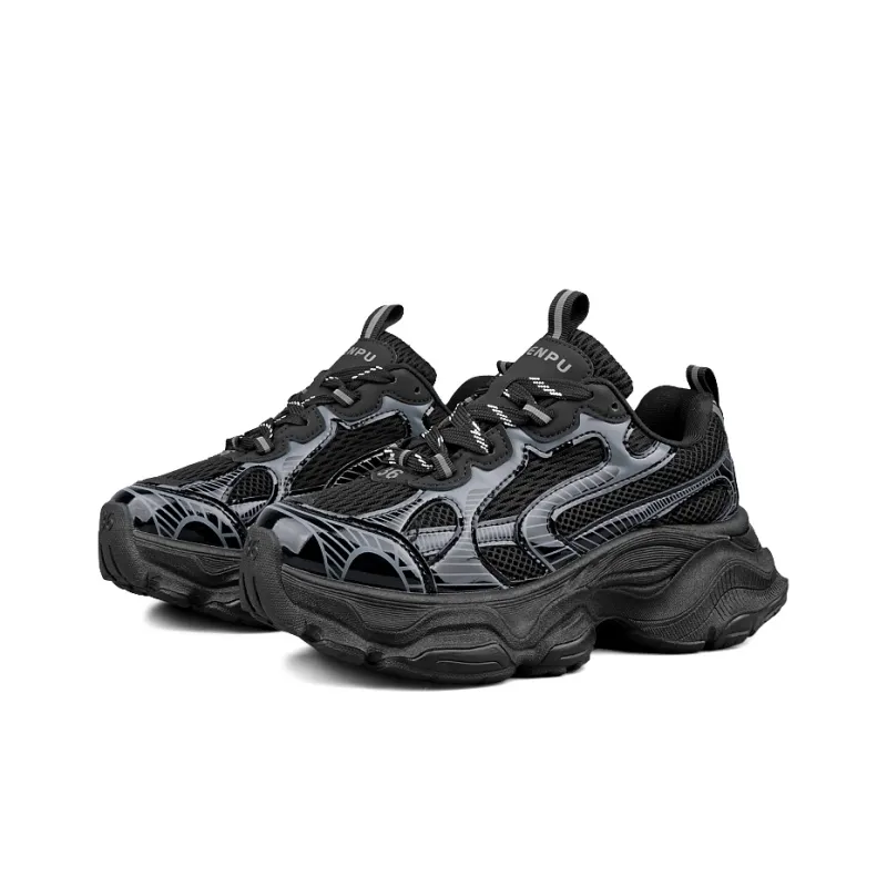 WENPU Cushioned Wear-Resistant Height Increasing Low-Top Chunky Sneakers 5cm Unisex-15