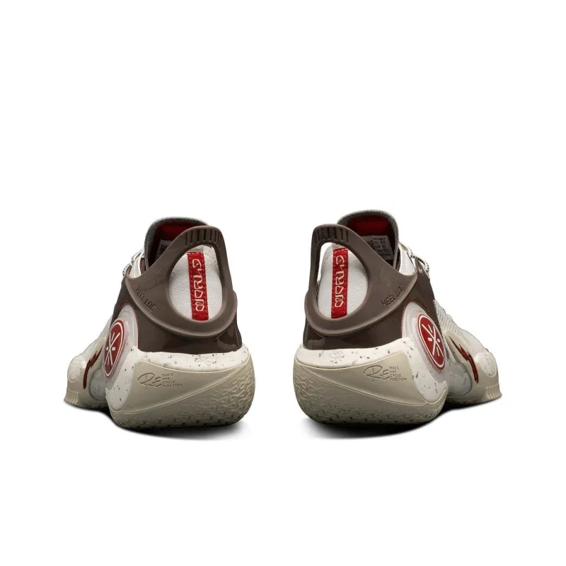 LiNing Wade Fission 8 Coffee Cushioning Anti Slip And Wear Resistant Low Top Basketball Shoes Men's White Brown Red-3