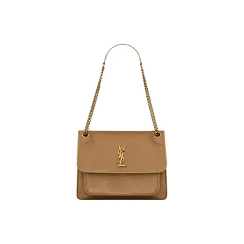 SAINT LAURENT Grain Sheepskin Shoulder Bag, Crossbody Bag Medium Size Women's Brown