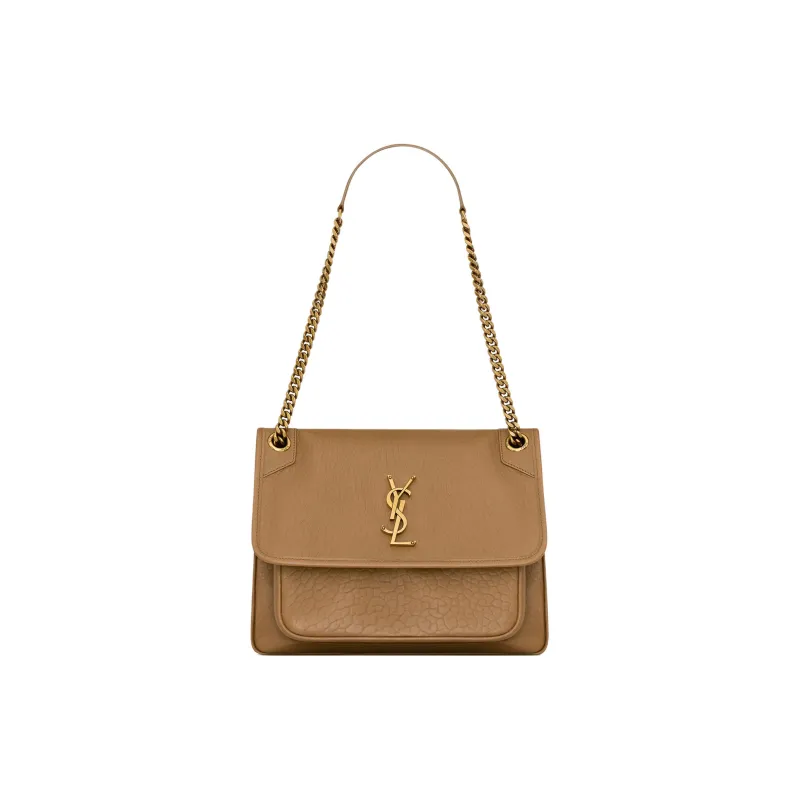 SAINT LAURENT Grain Sheepskin Shoulder Bag, Crossbody Bag Medium Size Women's Brown-0