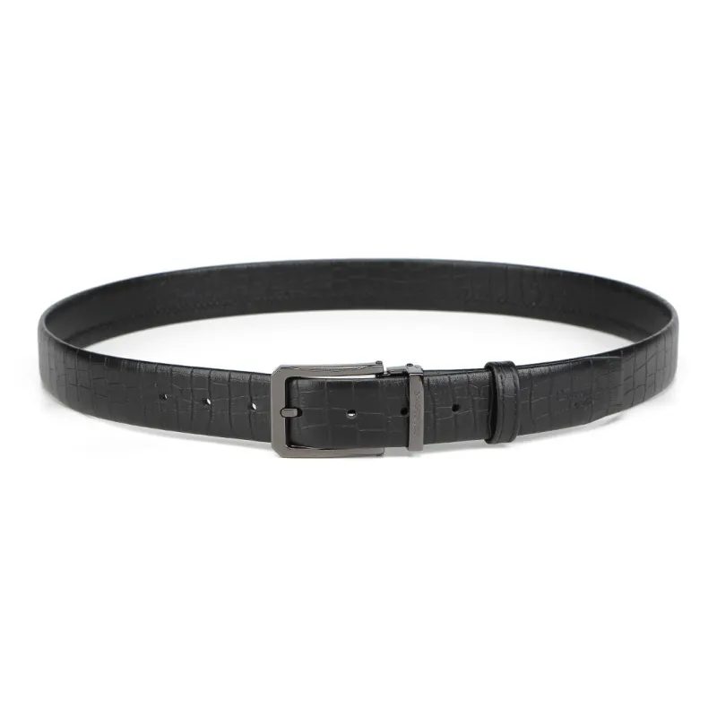 Crocodile Crocodile Fish Pattern Business Pin Buckle Cow Leather Leather Belts Men's 3.4CM-1