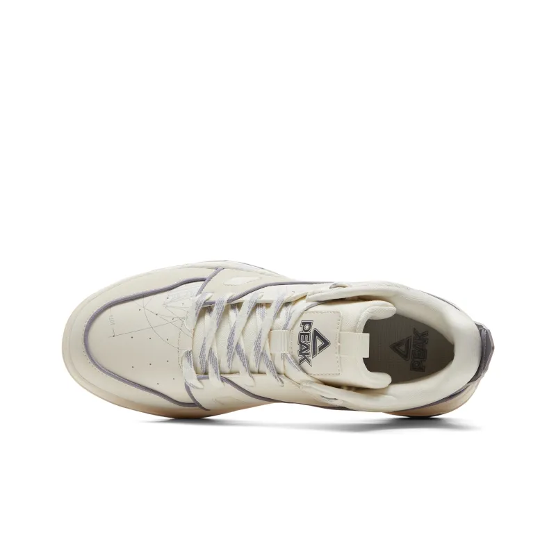 PEAK Guochuang Series Warm Coverage Cushioning Low Top Skateboard Shoes Men's Canvas White-2