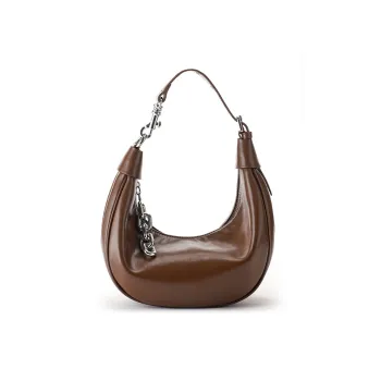 IAB Cow Leather Crescent Bag Shoulder Bag Medium Size Unisex Rum Color/Pine Brown/Cocoa Mocha