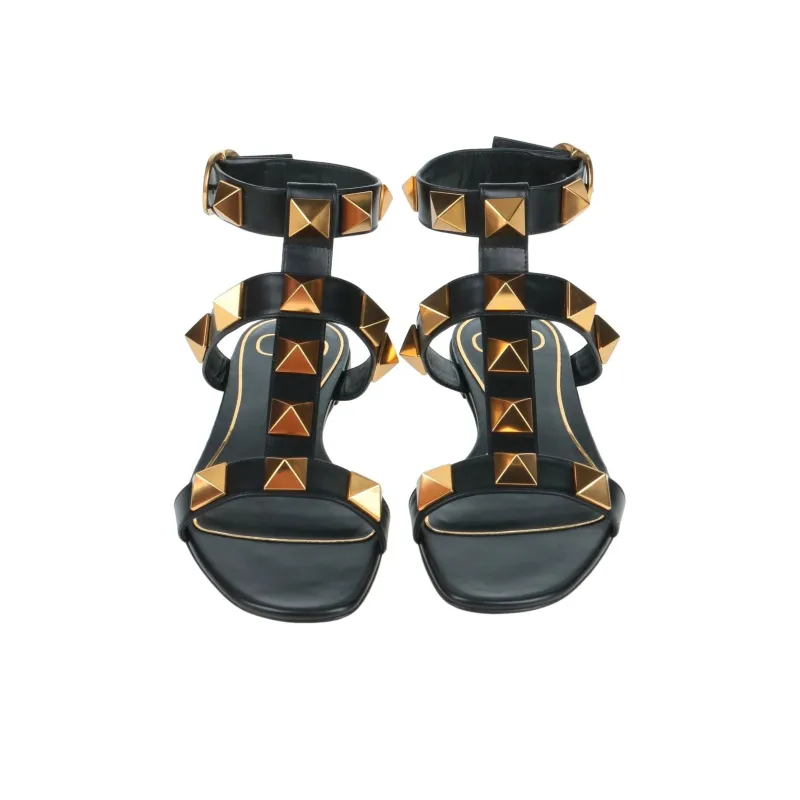 Valentino Roman Stud Roman Beach Sandals Women's Black-4