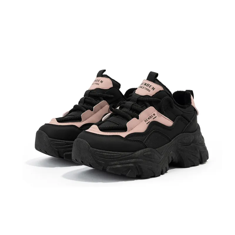 Humanism 1986 Chunky Sneakers Women's Low Top Black-3