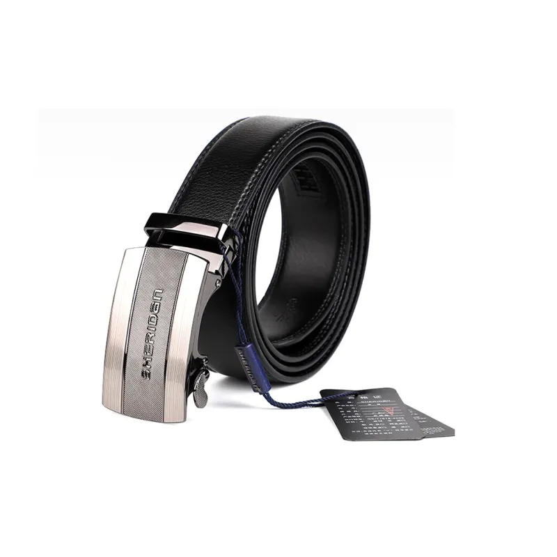 SHERIDan Business Elite Automatic Buckle Belt Cow Leather Leather Belts Men's Black Width 3.5CM-3