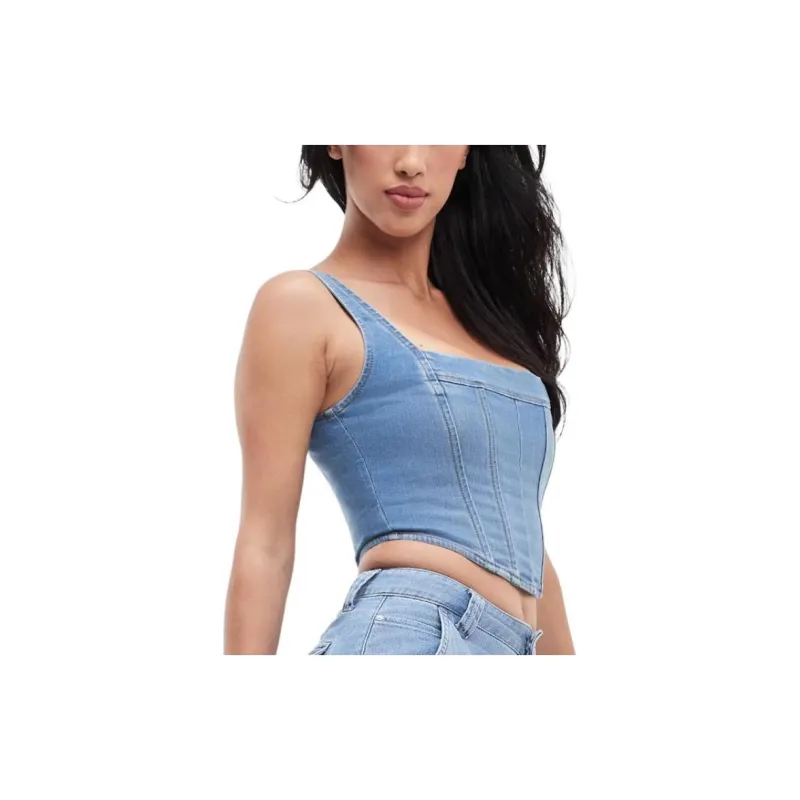 GUESS Denim Bustier Top Tank Tops Women's Blue-1