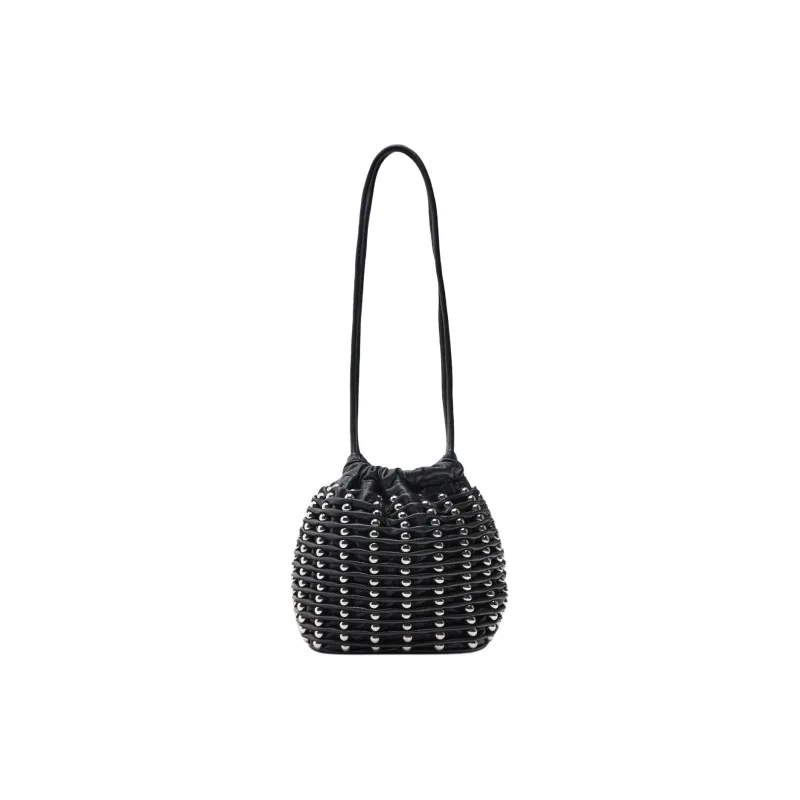 ZARA Polyurethane Bucket Bags Crossbody Bag Shoulder Bag Women's Black-0