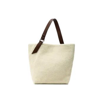 ZARA Polyamide Tote Bag Shopping Bag Shoulder Bag Handbag Large Size Women's Ecru