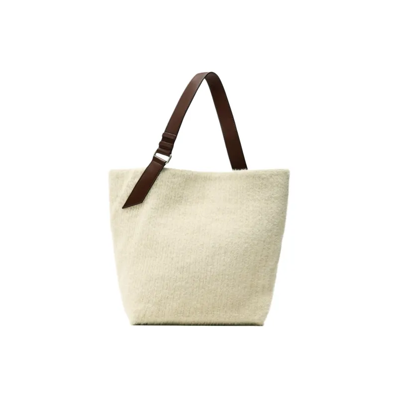 ZARA Polyamide Tote Bag Shopping Bag Shoulder Bag Handbag Large Size Women's Ecru-0