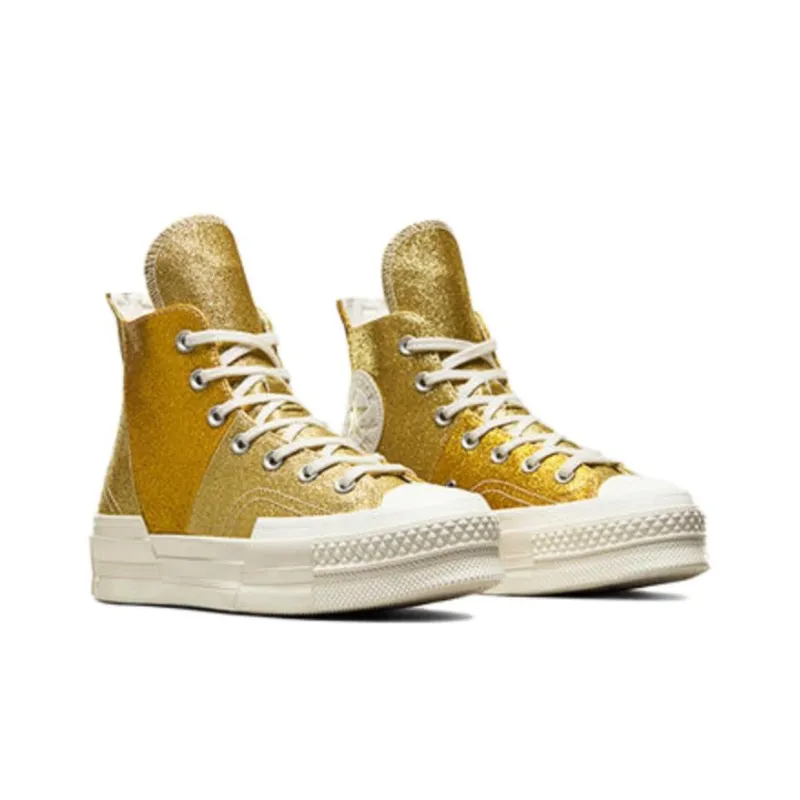 Converse Cushioning Wear-Resistant High-Top Skateboard Shoes Unisex Golden-2