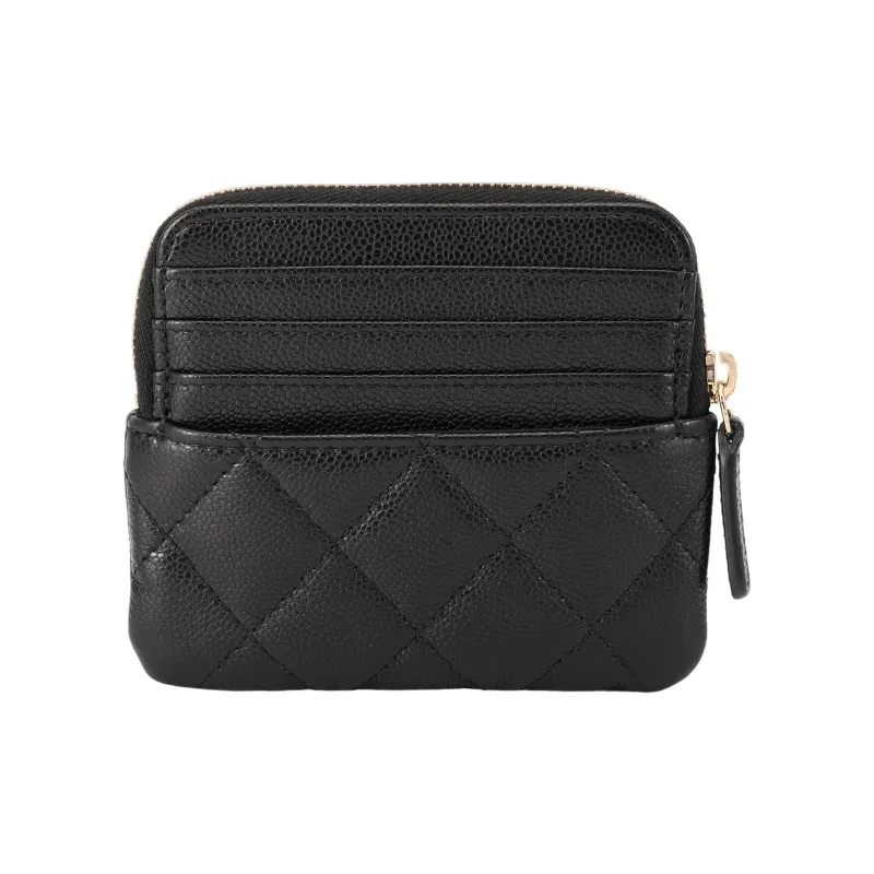 CHANEL Litchi Grain Cow Leather Clutch Card Holder, Wallet Women's Black-2