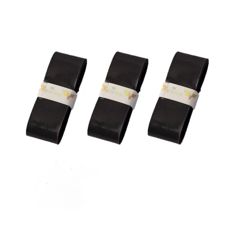 Hongjian Badminton Grip Tape Pure Black PU Tennis Rackets Fishing Rod Controller Wrapped With Strap Thin 15 Items-0
