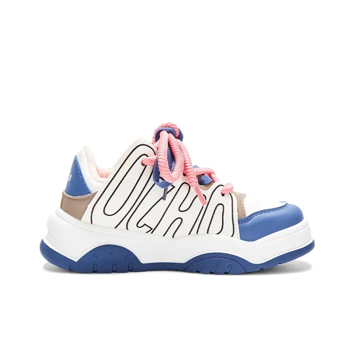 KARLIE KELLER Warm Height Increasing Support Wear-Resistant Slip-Resistant Low-Top Casual Shoes Women's Beige Blue-1