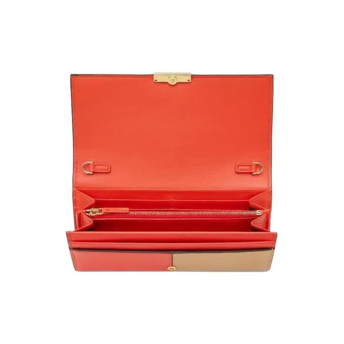 FENDI Leather Shoulder Bag, Crossbody Bag, Wallet Women's Red & Beige-3