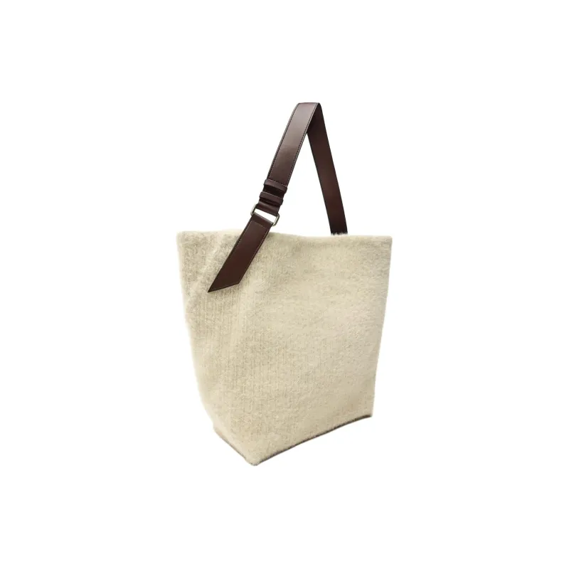 ZARA Polyamide Tote Bag Shopping Bag Shoulder Bag Handbag Large Size Women's Ecru-1