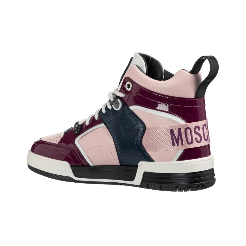 MOSCHINO High Top Skateboard Shoes Women's Burgundy-4