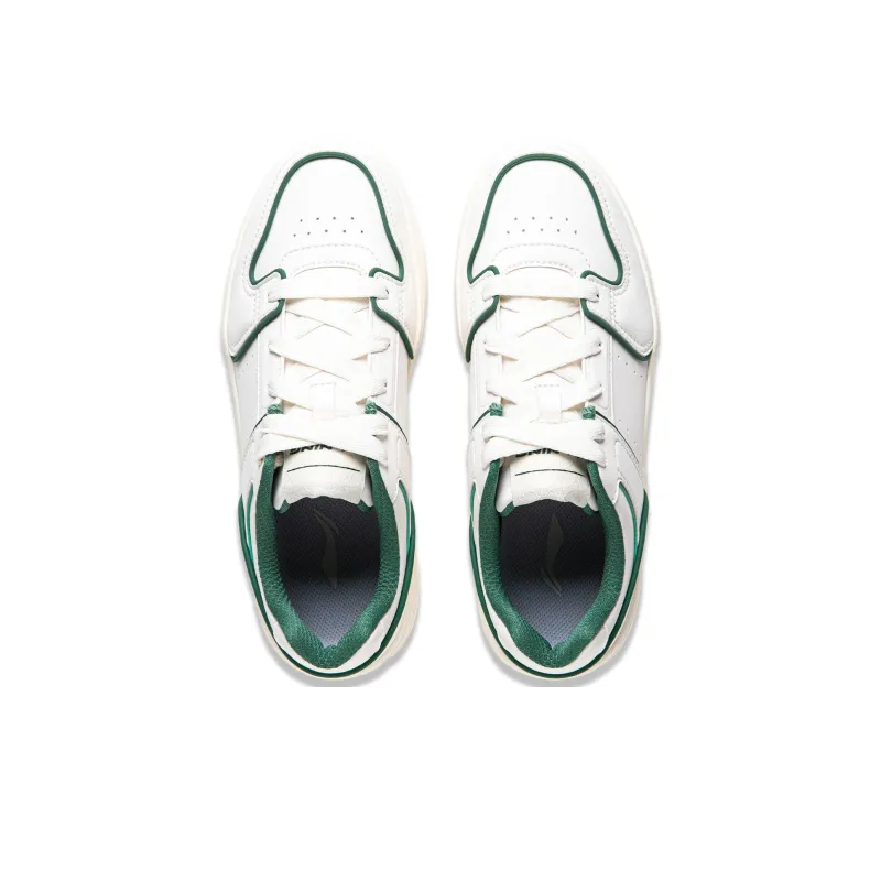 LiNing Cheese Slip-Resistant Low-Top Skateboard Shoes Women's White Green-3
