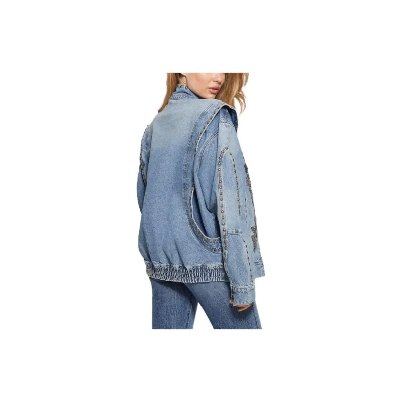 GUESS Blake Oversized Denim Flight Jacket Denim Jacket Women's Blue-2