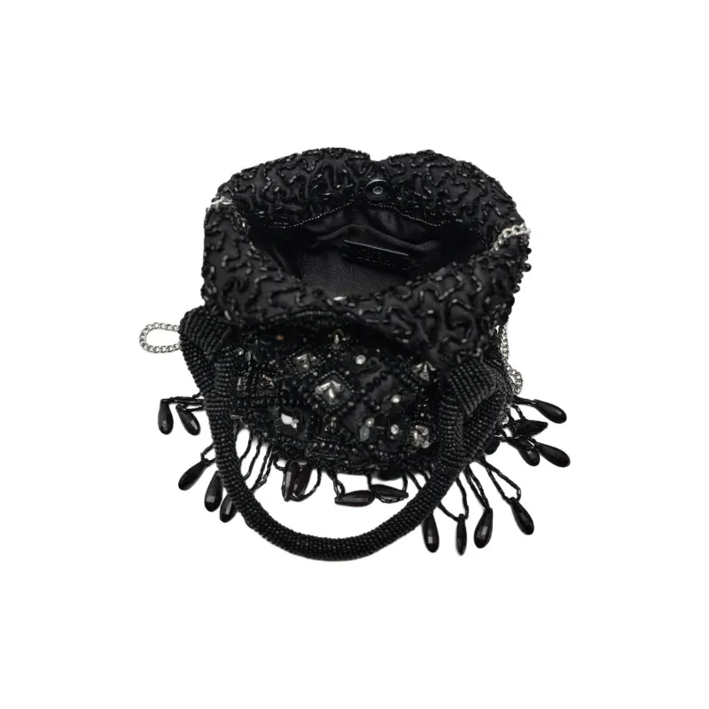 ZARA Polyester Tassel Bag Handbag Crossbody Bag Small Size Women's Black-4