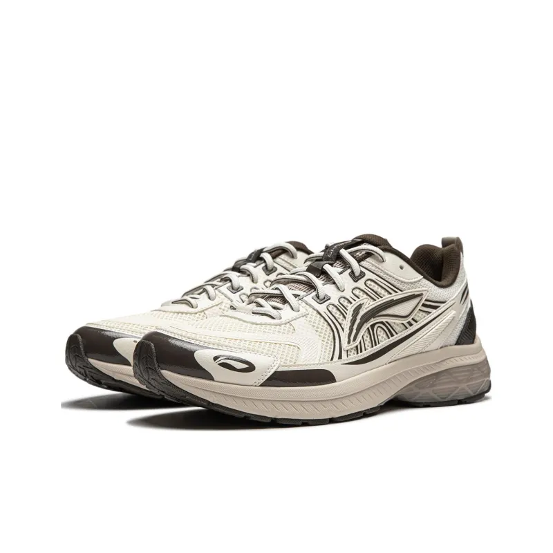 LiNing Shake 1.0 V3 Cushioning Low Top Sprint Running Shoes Men's White Umber-2