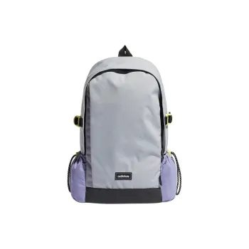 Adidas Neo Recycled Polyester Backpack Medium Size Unisex Light Silver & Purple & Lemon