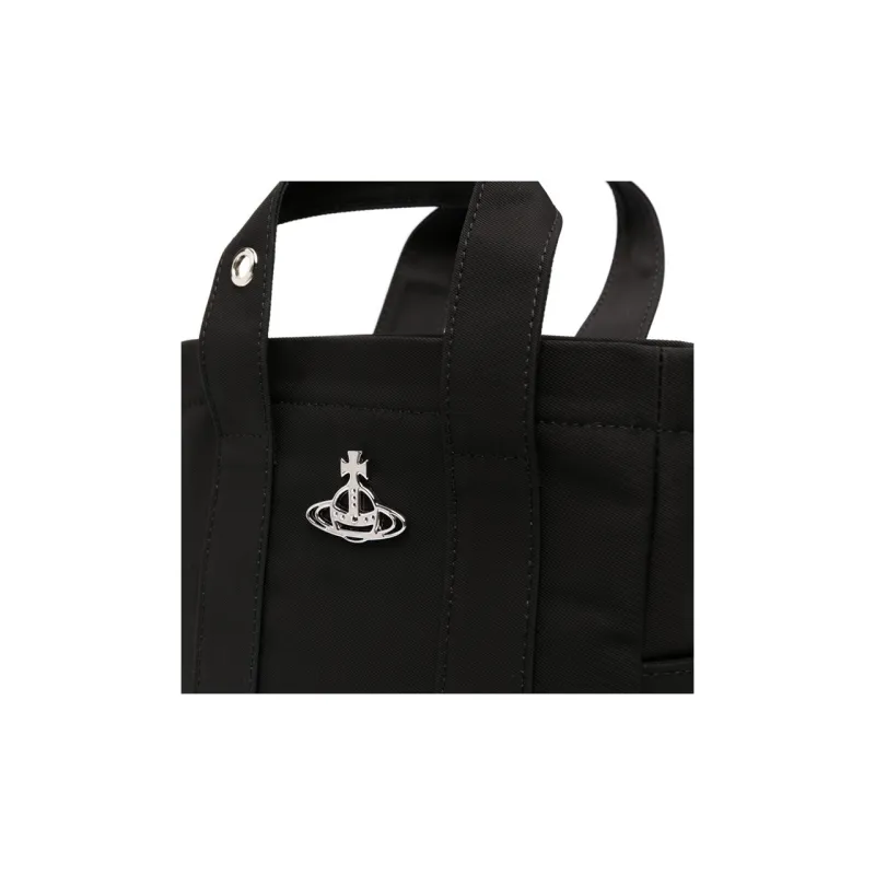 Vivienne Westwood Recycled Nylon Tote Bag, Shopping Bag, Shoulder Bag, Crossbody Bag, Handbag Small Size Women's Black-3