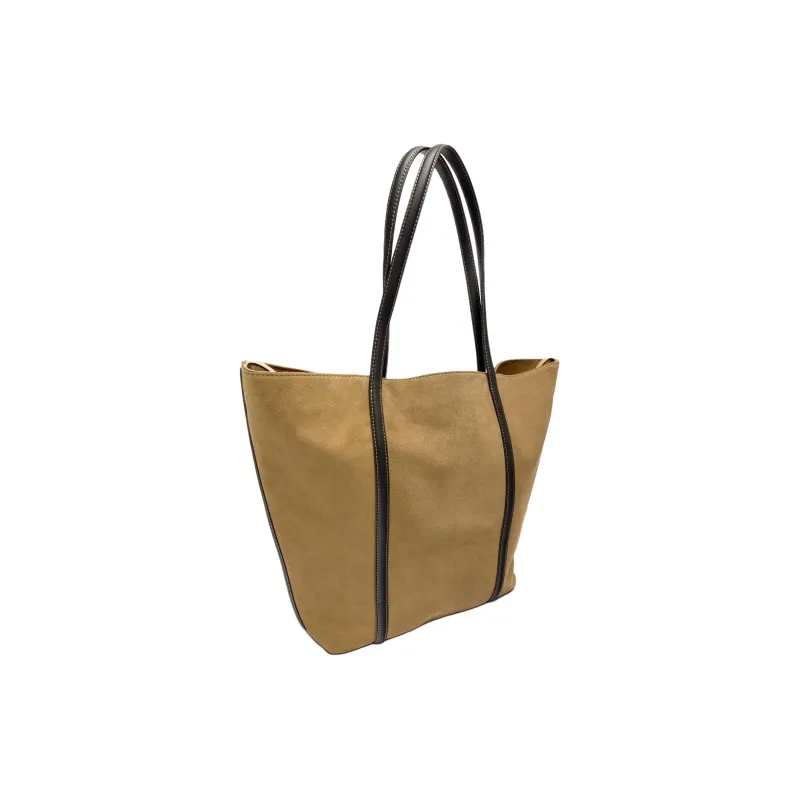 ZARA Cow Leather Tote Bag Shopping Bag Shoulder Bag Handbag Large Size Women's Brown-2