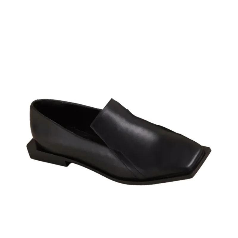 ALOHAS Loafers Low Heel Women's Black-2