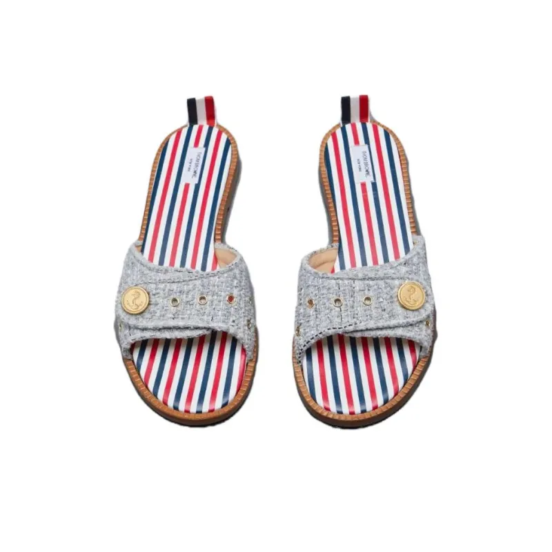 THOM BROWNE Tweed Slip-On Sandals Women's-4