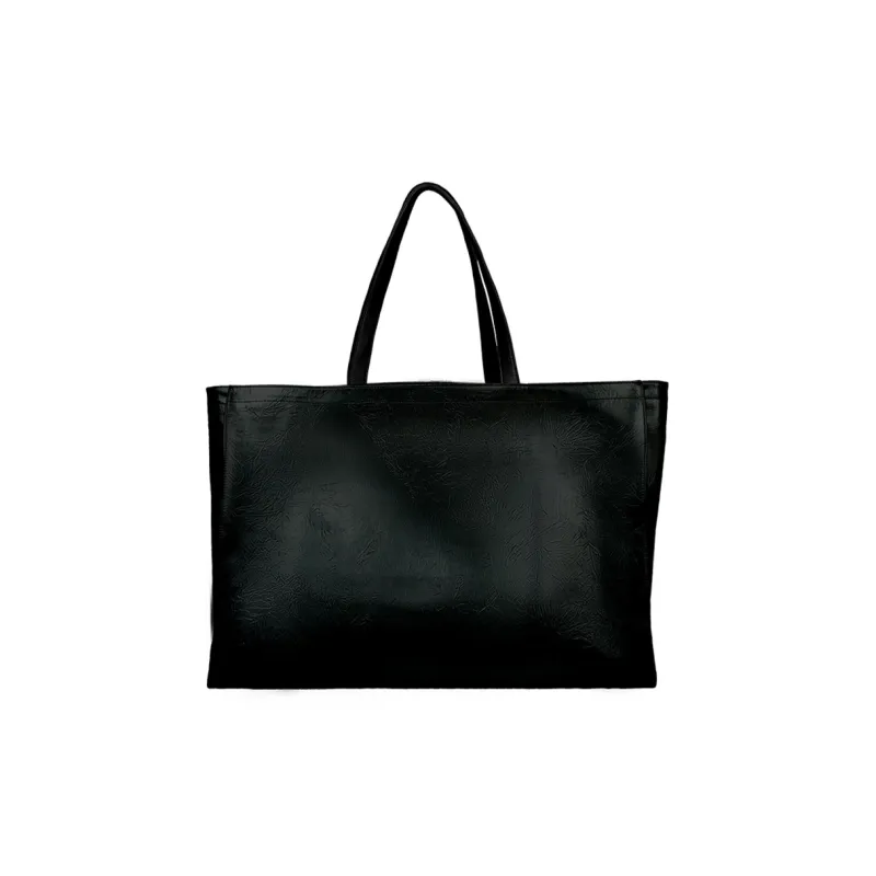 CANOTWAIT_ Polyester Tote Handbag, Shoulder Bag Large Size Unisex Black/Coffee/Pink/Silver-1