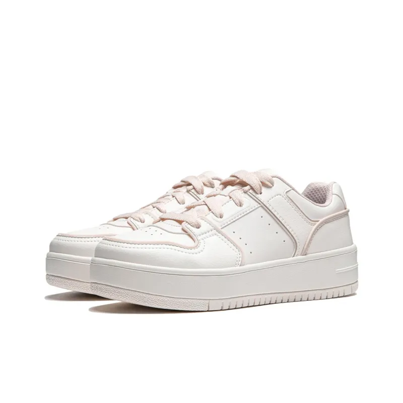 LiNing Cheese Anti Slip Wear Resistant Low Top Skateboard Shoes Women's White Purple-2