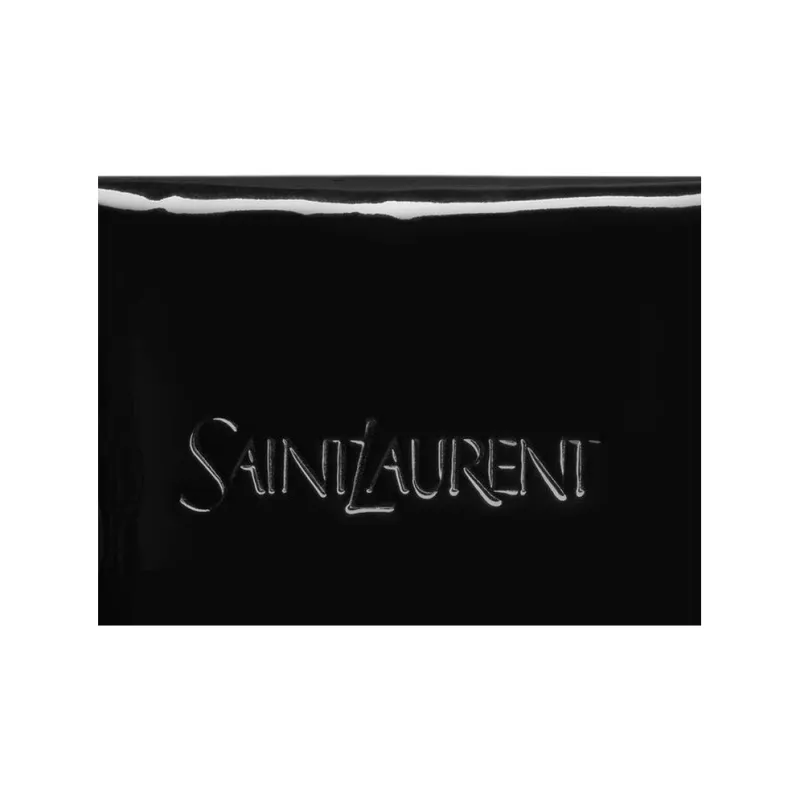 SAINT LAURENT Patent Leather Canvas Clutch Tubas Men's Black-4