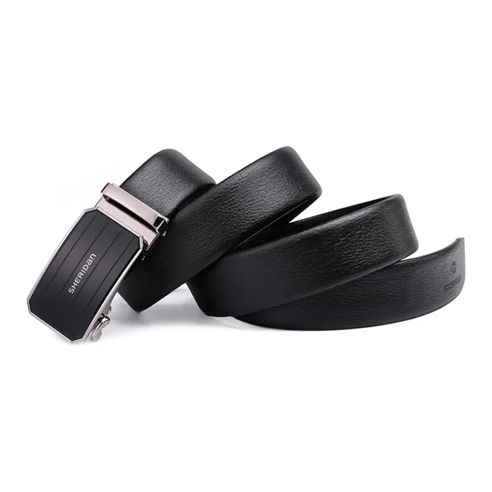 SHERIDan Business Casual Automatic Buckle Cow Leather Belt Men's Black-4