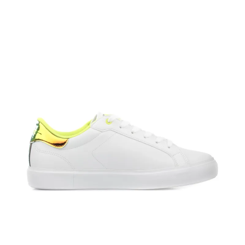 LACOSTE Low Top Skateboard Shoes Women's White Yellow-1