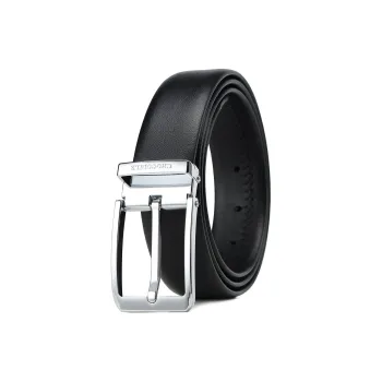 Crocodile Business Double-Sided Nappa Leather Soft Pin Buckle Cow Leather Leather Belts Men's 3.4CM
