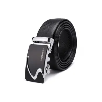 SHERIDan Business Commute Alloy Automatic Buckle Cow Leather Belts Men's Black 3.5CM