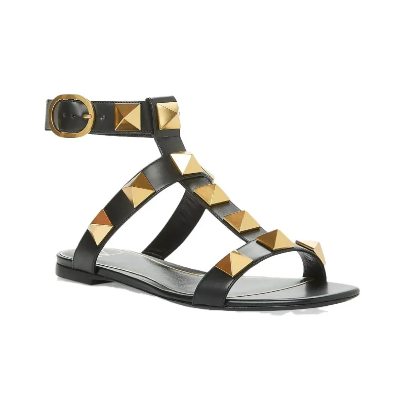 Valentino Roman Stud Roman Beach Sandals Women's Black-1