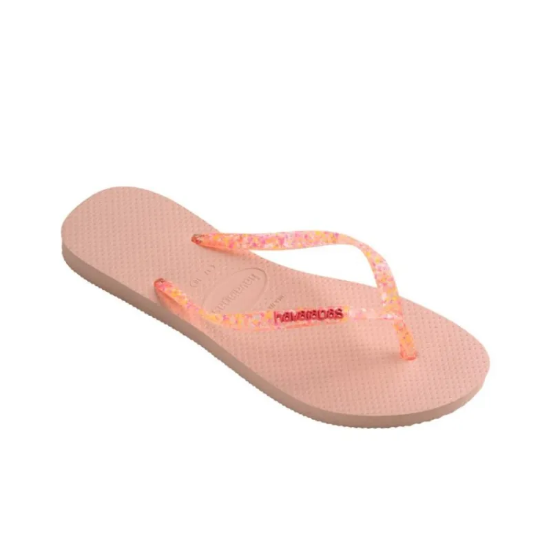 Havaianas Slim Logo Metallic Flip Flops Women's Pink-1